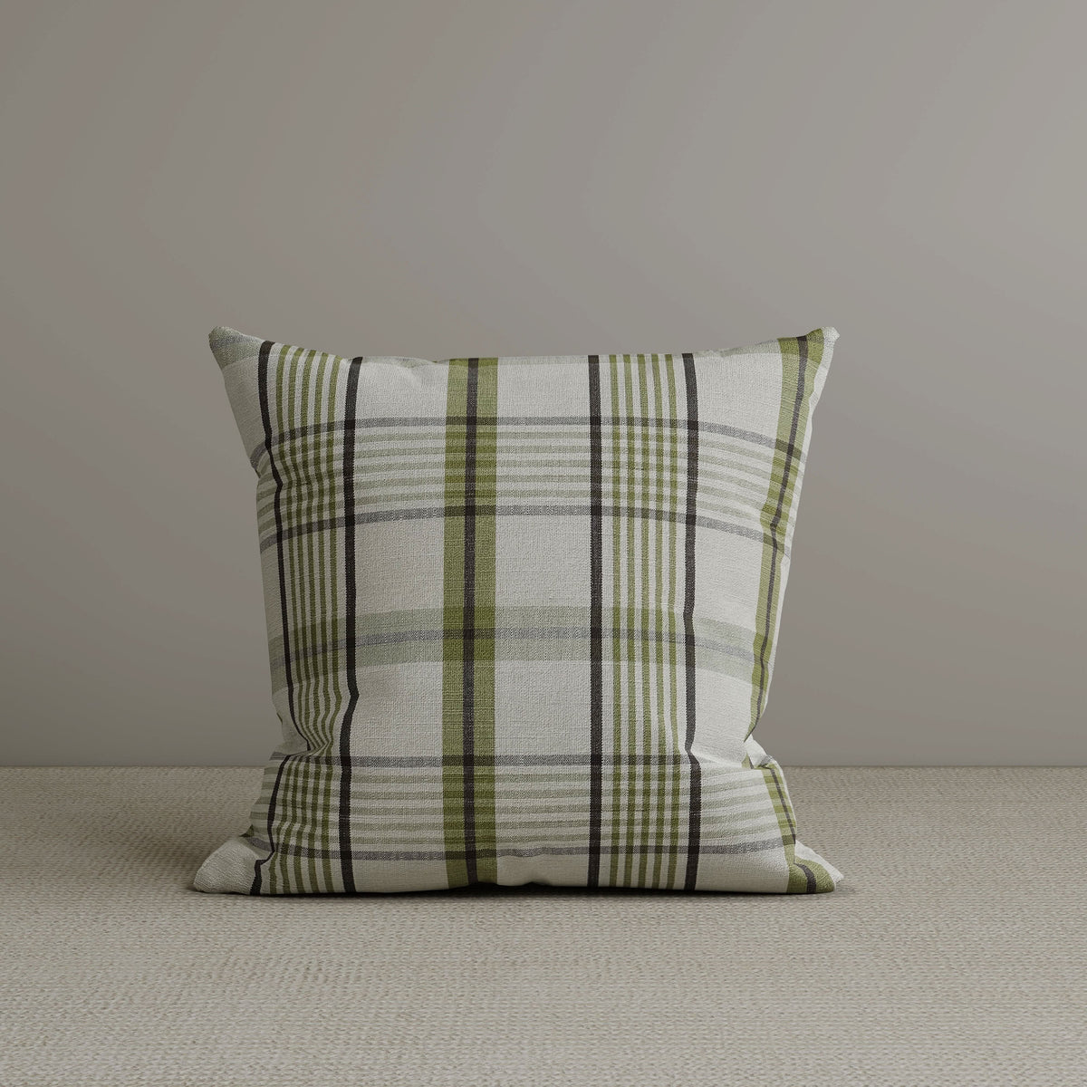 Square Exclusive Design Cushion in Moss Green Plaid Cotton Linen, 45*45CM Cottonfy UK 