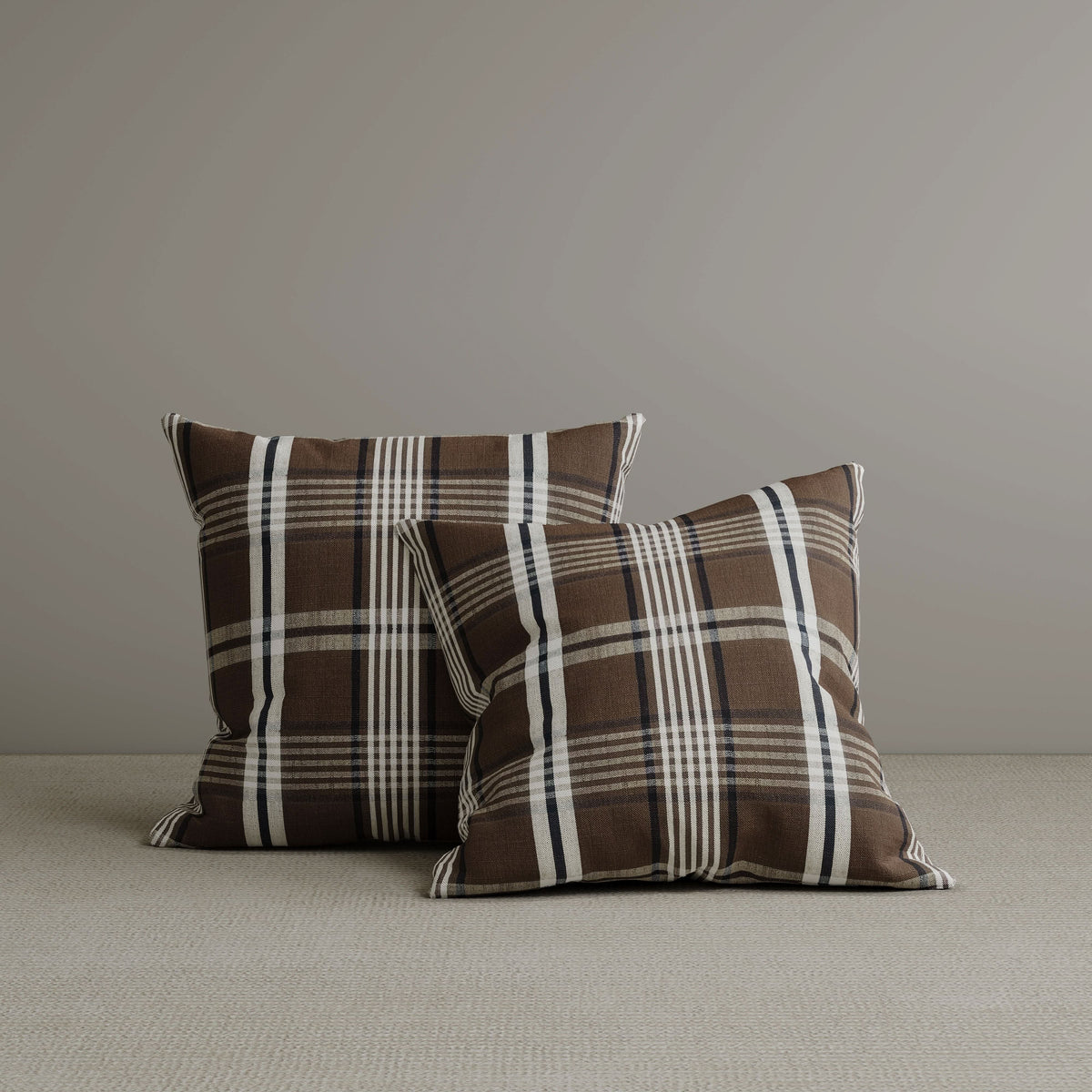 Cottonfy Square Exclusive Design Cushion in Brown Checkered Cotton Linen, 45*45CM Living and Home 