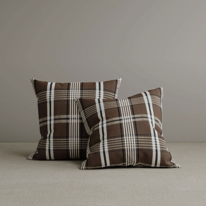 Cottonfy Square Exclusive Design Cushion in Brown Checkered Cotton Linen, 45*45CM Living and Home 