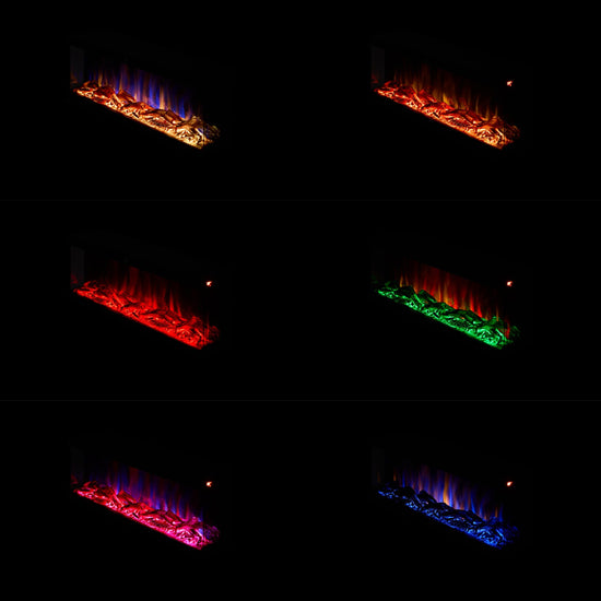 42/48/56/72inch 3-Sided Black/White Electric Fireplace with Remote Control, WiFi Function, Adjustable LED Flames and Heating Modes