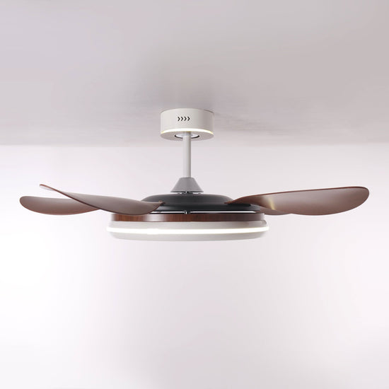 48 inch ceiling fan with dimmable LED light with a compact motor and blade detail