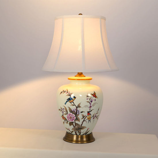 Living Nest UK Vintage Ceramic Floral Table Lamp with Copper Base for Bedside and Table Lighting Living Nest UK
