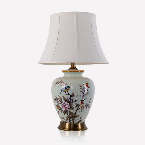 Living Nest UK Vintage Ceramic Floral Table Lamp with Copper Base for Bedside and Table Lighting Living Nest UK