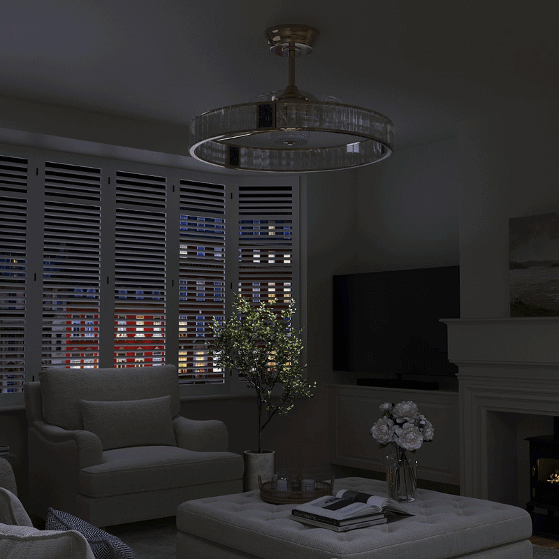 Lightsin 60cm Gold Crystal Ceiling Fan with LED Light, Remote Control & 6 Speeds Lightsin UK