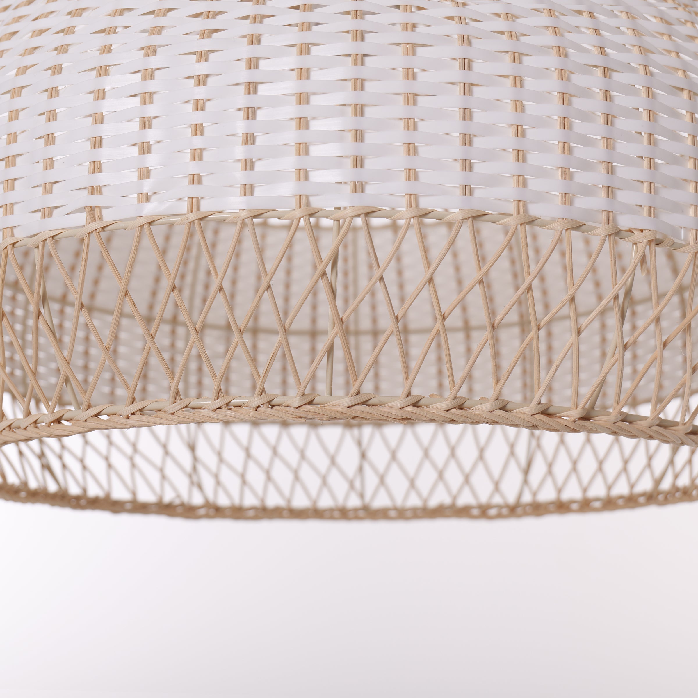 Close-up detail of LI460271 Dewlight-Handwoven Half White Rattan Pendant Light Kitchen Island pendant