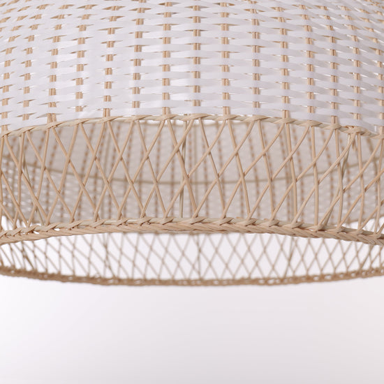 Close-up detail of LI460271 Dewlight-Handwoven Half White Rattan Pendant Light Kitchen Island pendant