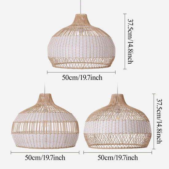 Size chart for LI460271 Dewlight-Handwoven Half White Rattan Pendant Light Kitchen Island pendant