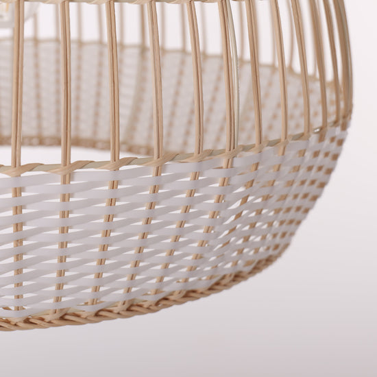 Close-up detail of LI460272 Dewlight-Handwoven Half White Rattan Pendant Light Kitchen Island pendant