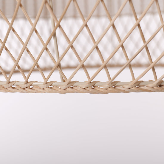 Close-up detail of LI460273 Dewlight-Handwoven Half White Rattan Pendant Light Kitchen Island pendant