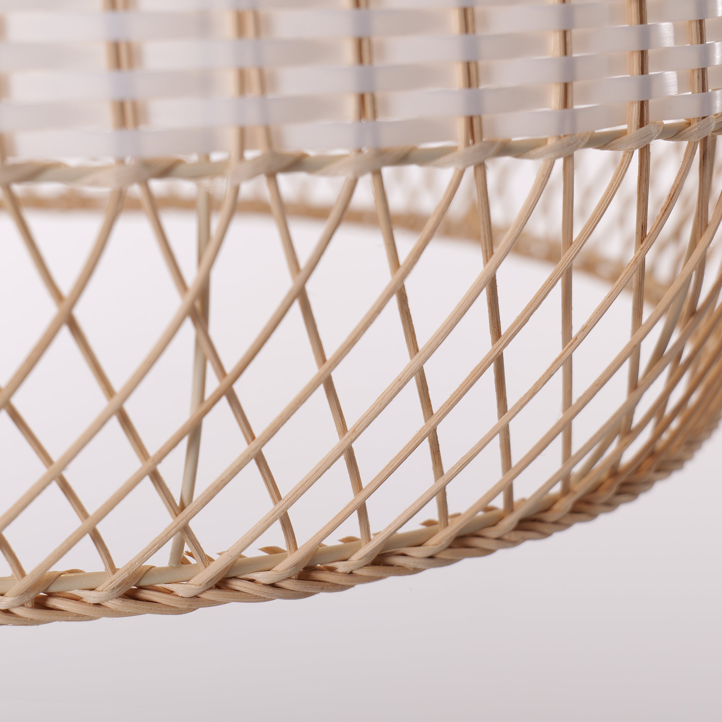Close-up detail of LI460273 Dewlight-Handwoven Half White Rattan Pendant Light Kitchen Island pendant