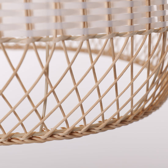 Close-up detail of LI460273 Dewlight-Handwoven Half White Rattan Pendant Light Kitchen Island pendant