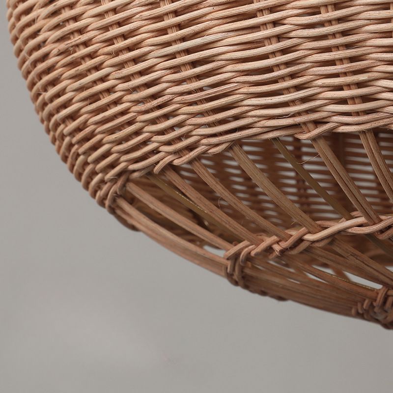 Lightsin Handcrafted Rattan Pendant Light in Flat Round Basket Shape Lightsin UK