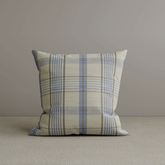 Square Exclusive Design Cushion in Misty Blue Plaid Cotton Linen, 45*45CM Cottonfy UK 1 PC 