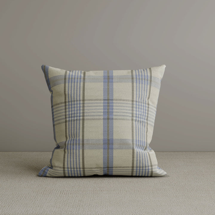Square Exclusive Design Cushion in Misty Blue Plaid Cotton Linen, 45*45CM Cottonfy UK 1 PC 