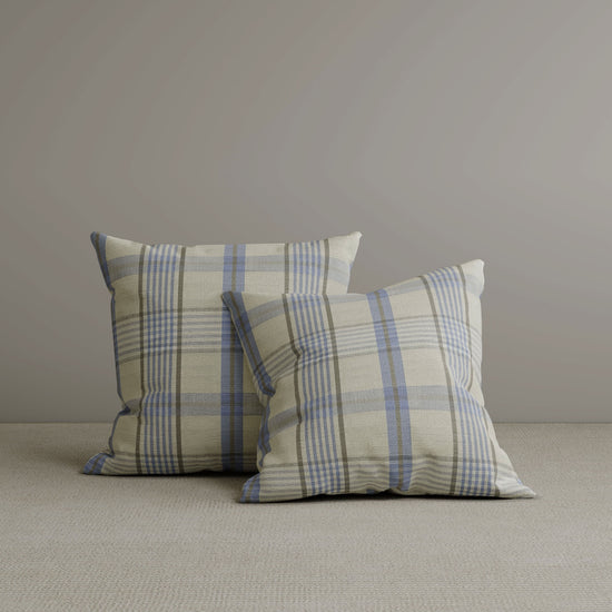 Square Exclusive Design Cushion in Misty Blue Plaid Cotton Linen, 45*45CM Cottonfy UK 2 PCS 