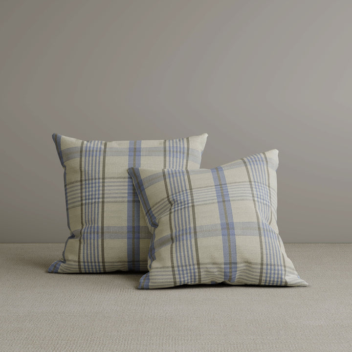 Square Exclusive Design Cushion in Misty Blue Plaid Cotton Linen, 45*45CM Cottonfy UK 2 PCS 