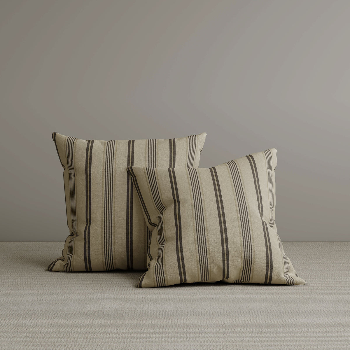 Square Exclusive Design Cushion in Taupe Striped Cotton Linen, 45*45CM Cottonfy UK 2 PCS 
