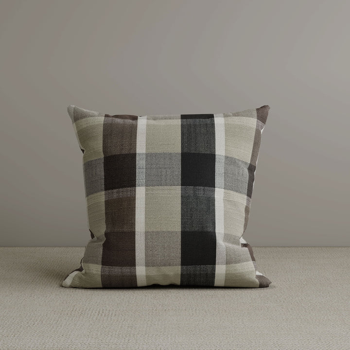 Square Exclusive Design Cushion in Mocha Brown Check Cotton Linen, 45*45CM Cottonfy UK 1 PC 