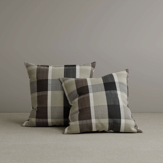 Square Exclusive Design Cushion in Mocha Brown Check Cotton Linen, 45*45CM Cottonfy UK 2 PCS 