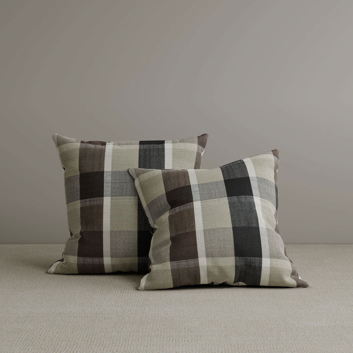 Square Exclusive Design Cushion in Mocha Brown Check Cotton Linen, 45*45CM Cottonfy UK 2 PCS 