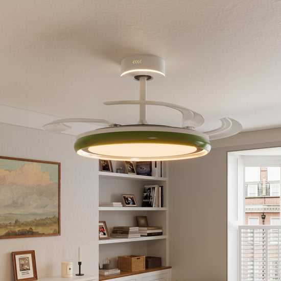 48 inch reversible ceiling fan with LED light installed in a living room