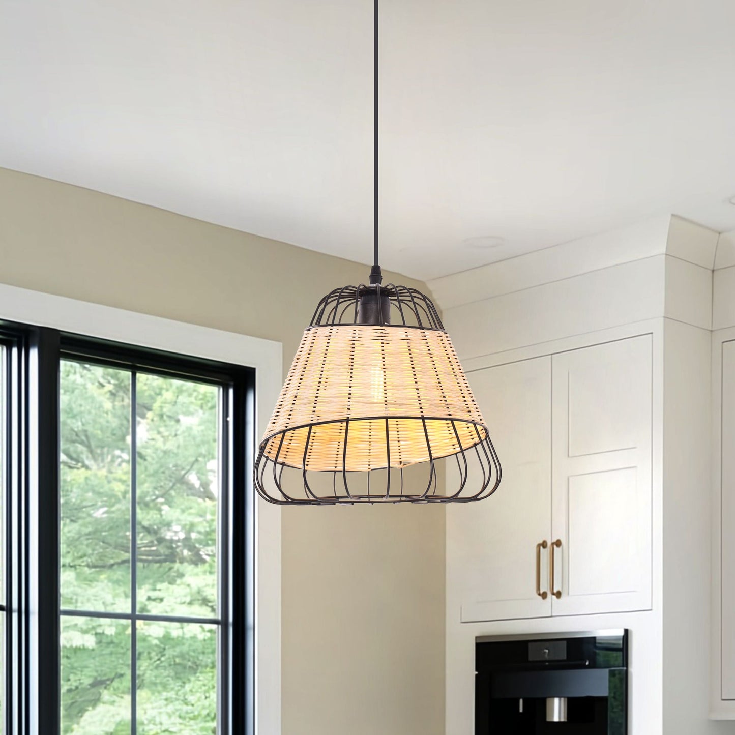 Living Nest UK Bell-Shaped Rattan Pendant Light for Timeless Rustic Elegance Living Nest UK