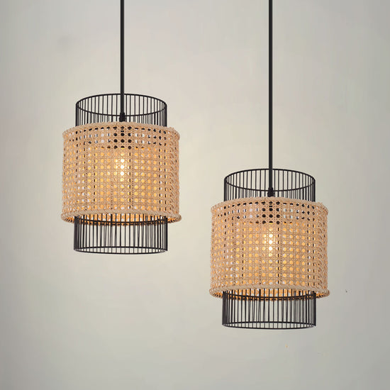 Lightsin Elegant Black Frame with Handwoven Rattan Pendant Light Lightsin UK 