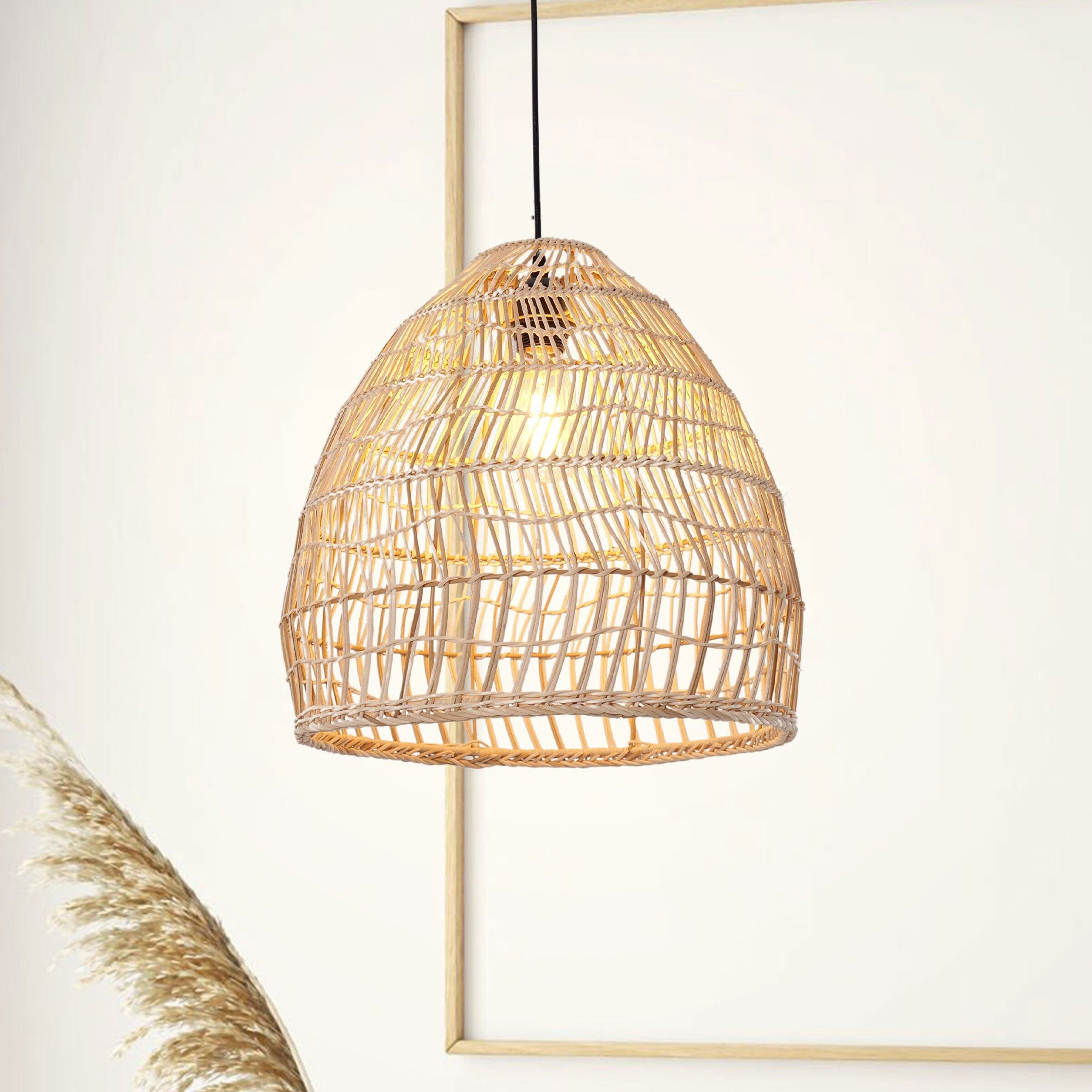 Lightsin Woven Rattan Dome Pendant Ceiling Light for Rustic Interiors Lightsin UK 
