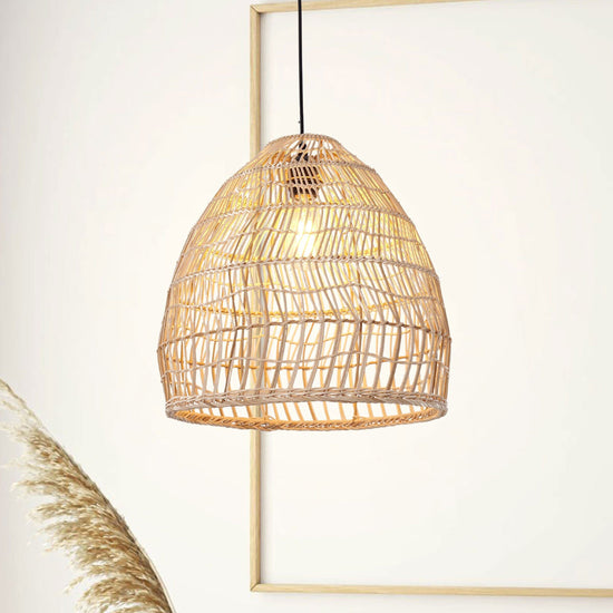 Lightsin Woven Rattan Dome Pendant Ceiling Light for Rustic Interiors Lightsin UK 