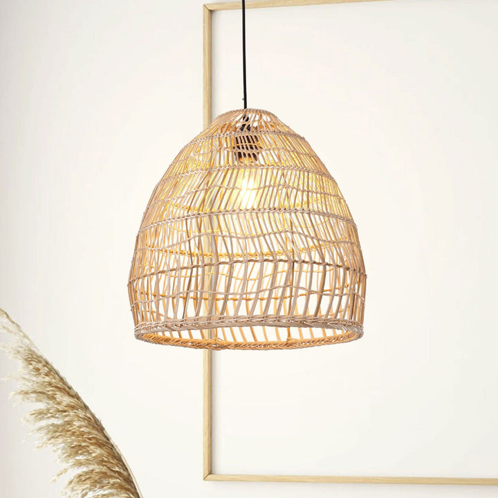 Lightsin Woven Rattan Dome Pendant Ceiling Light for Rustic Interiors Lightsin UK 