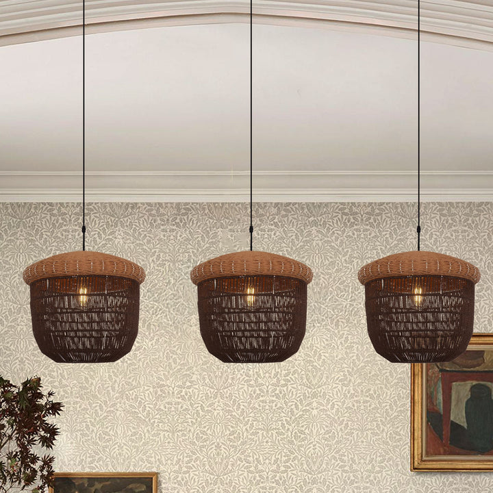 Living Nest UK Rustic Paper Rope and Iron Basket Pendant Light for Cozy Spaces Living Nest UK Dark Brown
