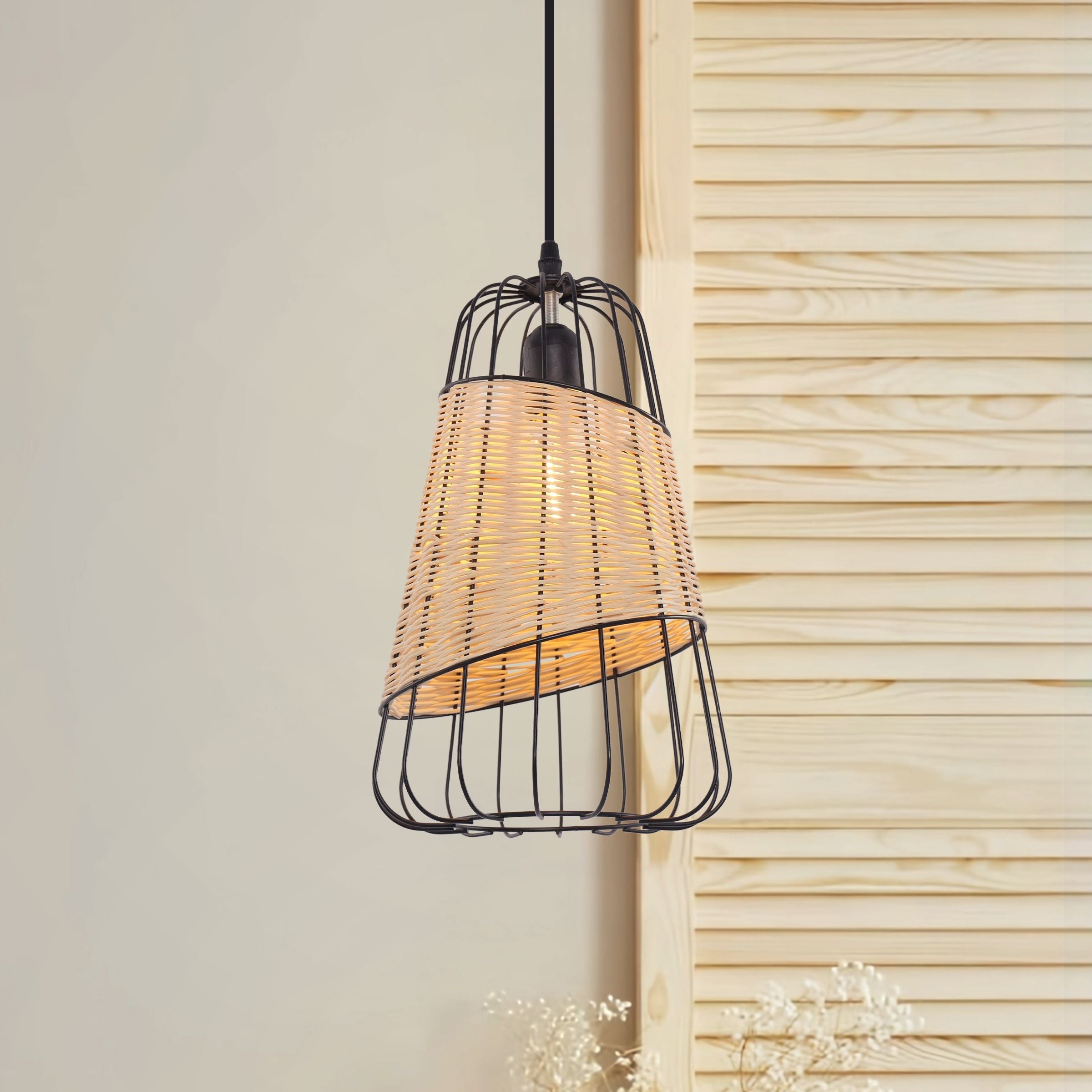 Living Nest UK Lantern-Inspired Rattan Ceiling Light for Cozy Natural Elegance Living Nest UK