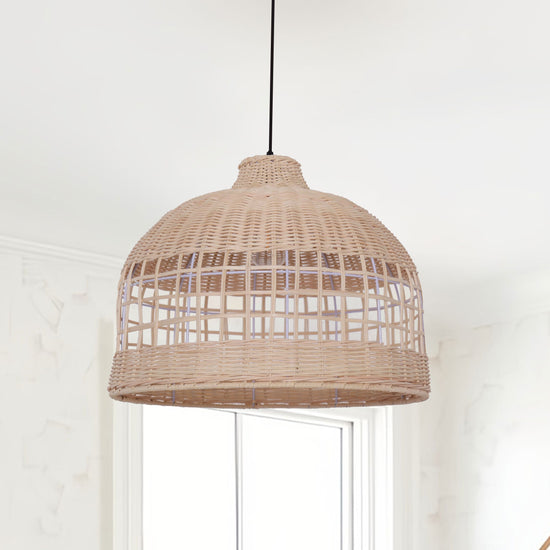 Living Nest UK Elegant Openwork Rattan Pendant Light with Lattice-Cut Design Living Nest UK