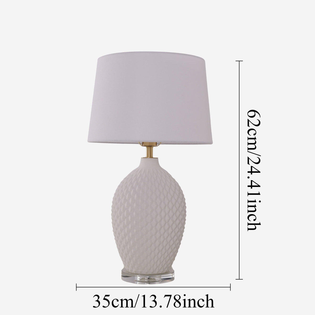 Lightsin 3D Pure White Diamond Embossed Relief Pattern Ceramic Table Lamp Lightsin UK