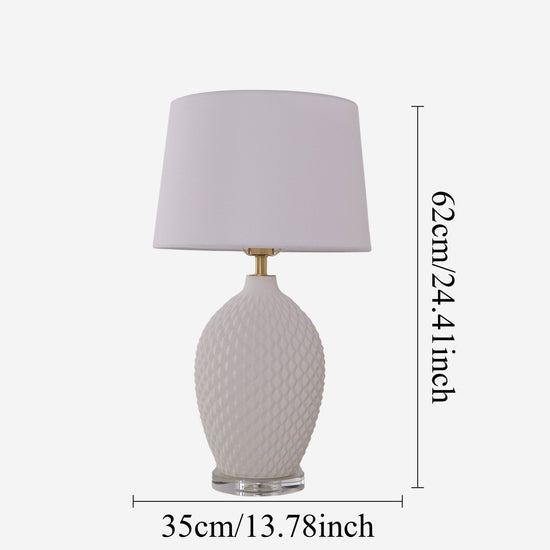 Lightsin 3D Pure White Diamond Embossed Relief Pattern Ceramic Table Lamp Lightsin UK