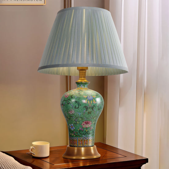 Lightsin Vibrant Ceramic Table Lamps for Living Room – Handcrafted Design with Warm Fabric Shade Lightsin UK