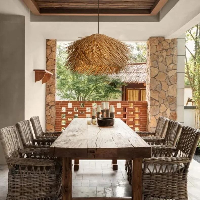Lightsin Straw Stack Shaped Rattan Woven Pendant Light Lightsin UK 