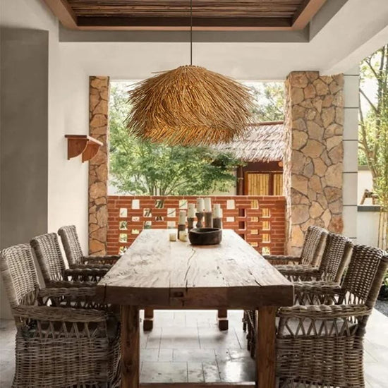 Lightsin Straw Stack Shaped Rattan Woven Pendant Light Lightsin UK 
