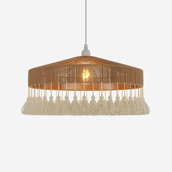 Tassel Breeze Woven Pendant Light | Handcrafted Paper Rope Boho Ceiling Lamp