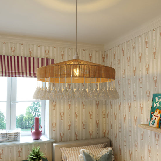 Tassel Breeze Woven Pendant Light | Handcrafted Paper Rope Boho Ceiling Lamp