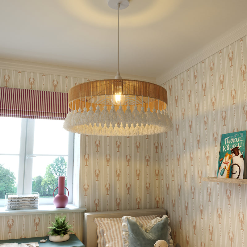 Tassel Breeze Woven Pendant Light | Handcrafted Paper Rope Boho Ceiling Lamp