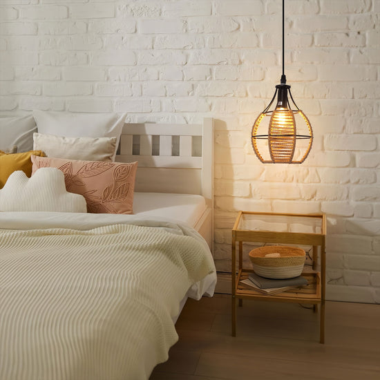 Living Nest UK Woven Paper Rope Pendant Light for Cozy Elegance and Timeless Charm Living Nest UK