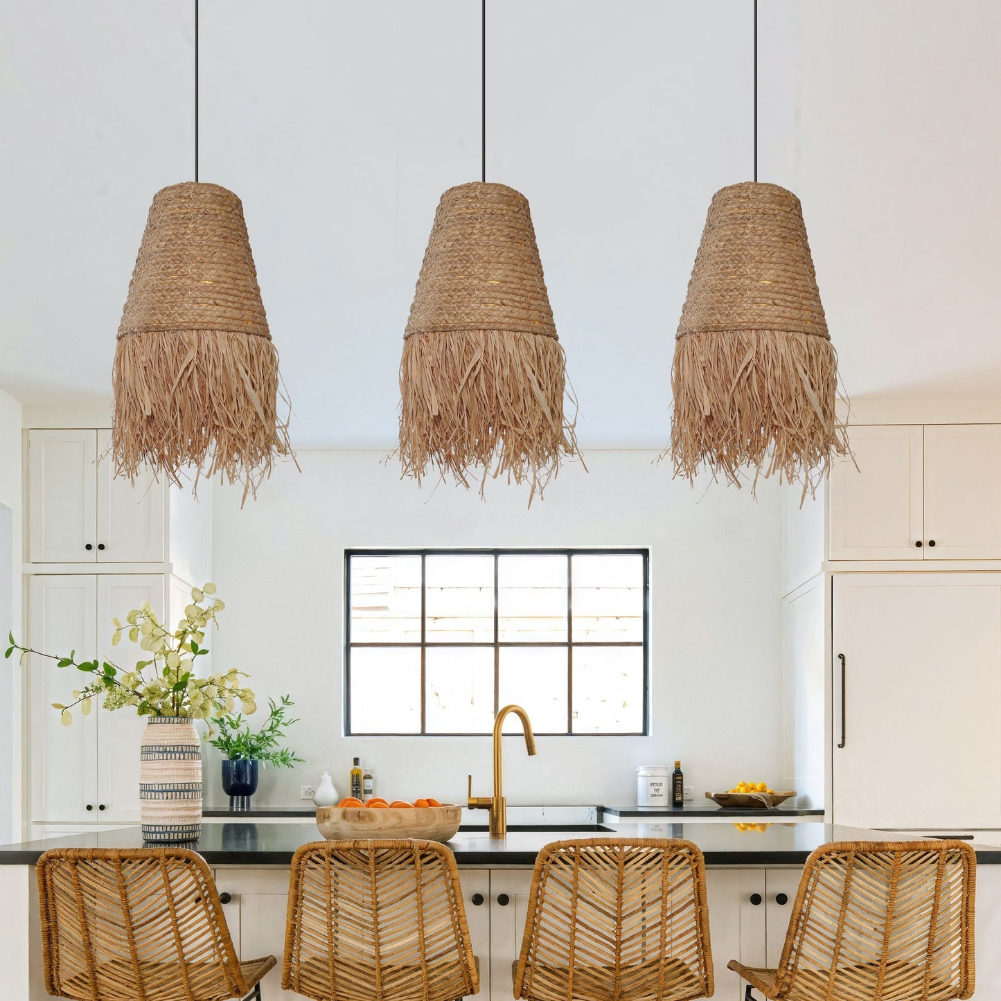 Living Nest UK Zen Wabi-Sabi Woven Pendant Light with Natural Grass Texture Living Nest UK