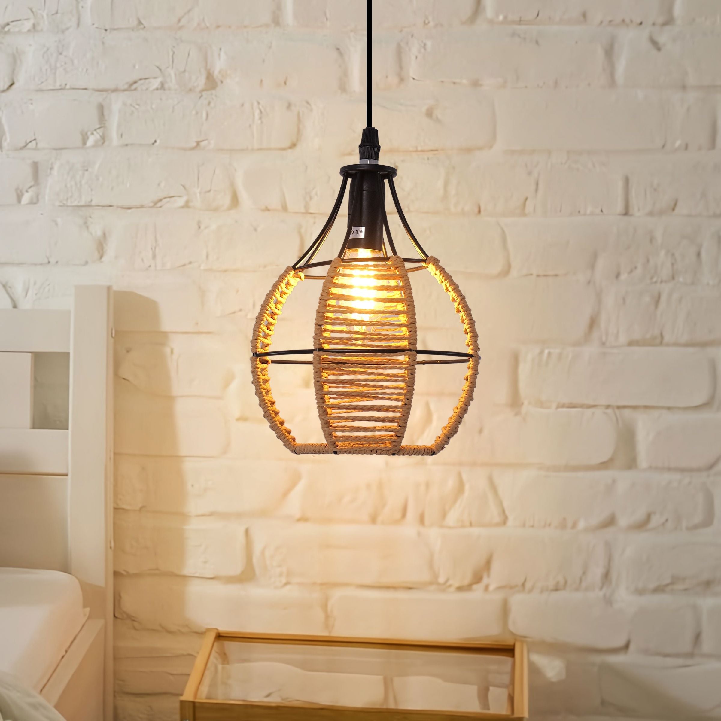 Living Nest UK Woven Paper Rope Pendant Light for Cozy Elegance and Timeless Charm Living Nest UK