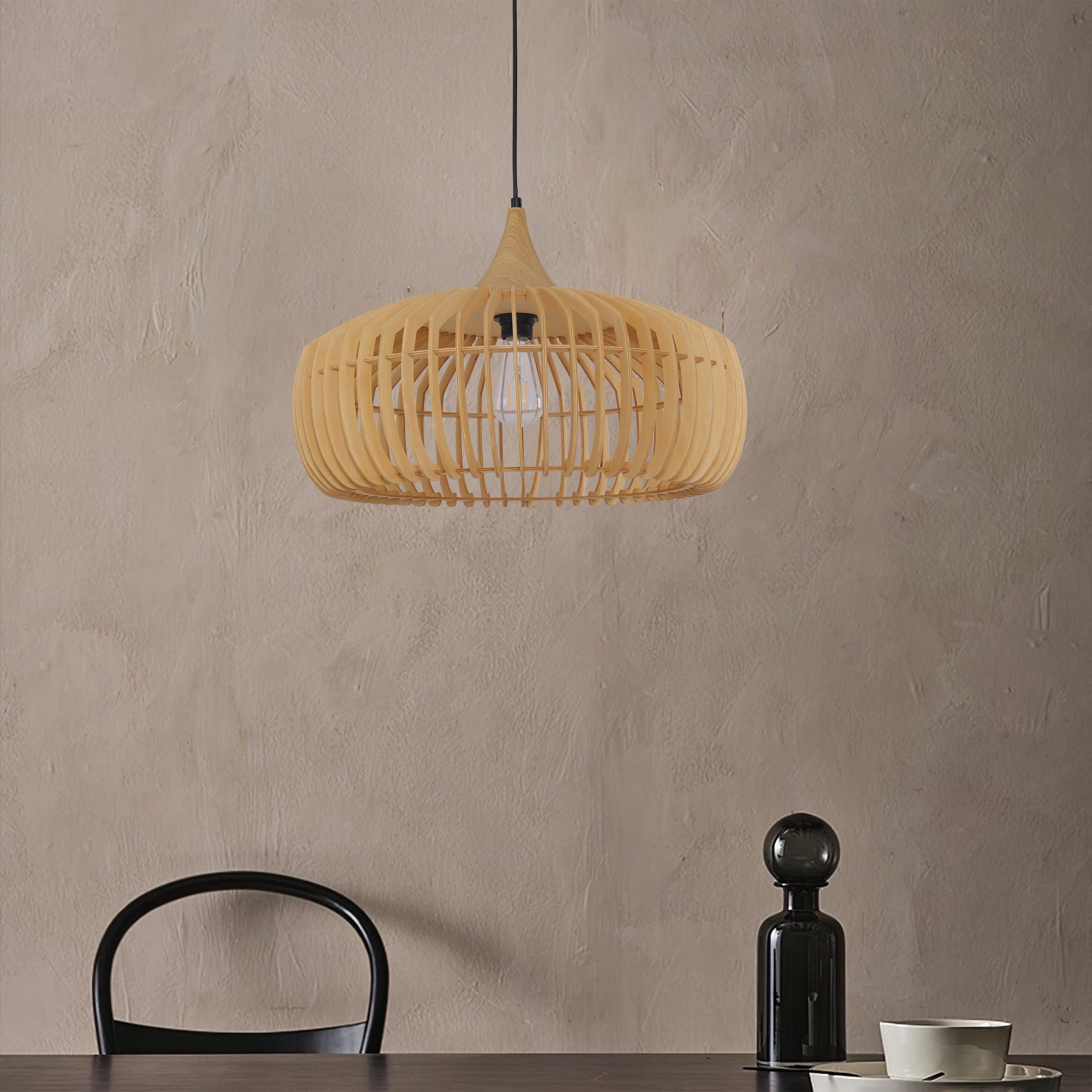 Close-up detail of Rustic Iron Woven Rattan Pendant Light for Dining Room, Reading Corner & pendant